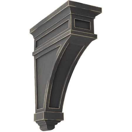 Ekena Millwork 4 1/2"W x 10"D x 13 3/4"H Arlington Wood Vintage Decor Corbel, Black CORWD04X10X13ARBL